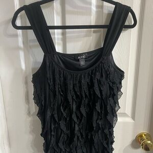 ALYX Black Ruffle-Front Tank Top